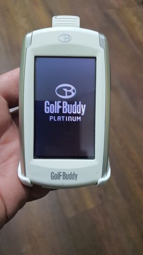 GolfBuddy Platinum GPS navigator featuring a touchscreen interface