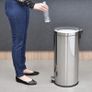 30 Litre Kitchen Indoor Outdoor Rubbish and Waste Bin with Pedal, Metal Stainless Steel, 29.5 cm Diameter x 65.5 cm Height, 94538130 Image 2