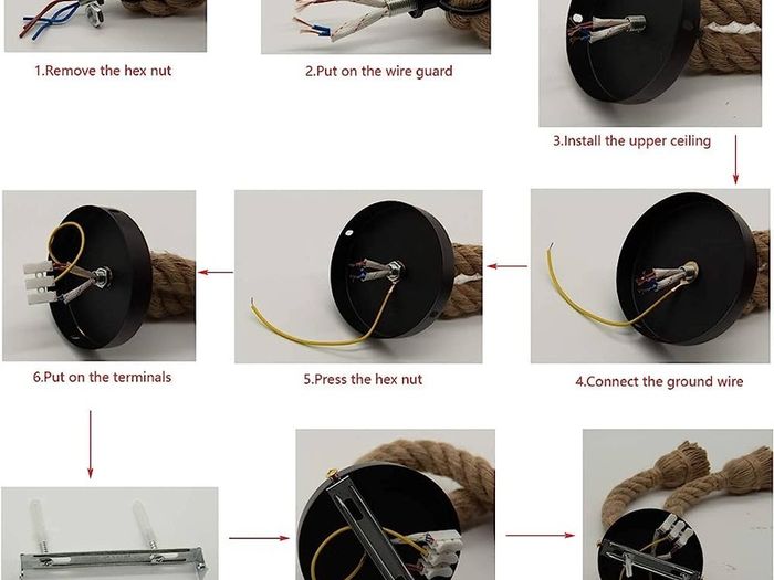 Chandelier Pendant Novelty Rope, Vintage Loft Chandelier Hanging Lighting Lamp Rope Pendant Lamp Ceiling Lamp, Hemp Rope and Bamboo Pendant Lights Suspension Country Style (FREE SHIPPING)