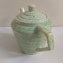 Stunning Art Deco 'Windsor Step' Shaped Teapot by Wade Heath, with a Stunning Rare Mottled Mint Green Glaze, Circa 1930+ Image 3
