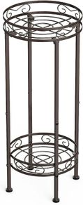 2-Tier Tall Metal Plant Stand, Bronze, 70x30cm, Indoor/Outdoor, Anti-Rust, Easy Assembly