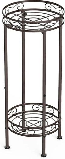 2-Tier Tall Metal Plant Stand, Bronze, 70x30cm, Indoor/Outdoor, Anti-Rust, Easy Assembly