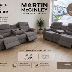 New 3+2 Grey Fabric Sofa Sets
