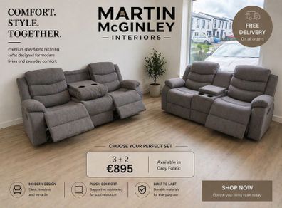 New 3+2 Grey Fabric Sofa Sets