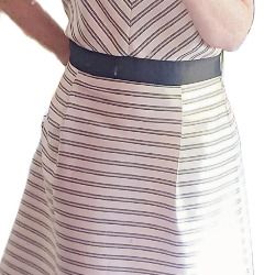 Beautiful Flattering Dress by Irish Designer Fee G, Soft Pink and Black Stripped Dress - Size 16