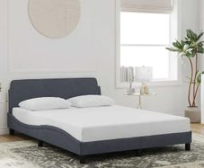 Bed Frame "Dover" Dark Grey 135x190 cm Double Velvet