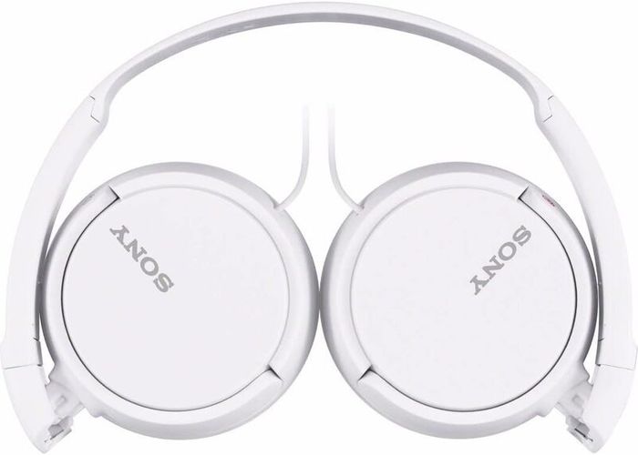 Sony MDR-ZX110AP Wired Overhead Headphones with Microphone, Neodymium Dynamic Drivers, Swivel Fold Design - White