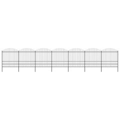 Garden Fence with Spear Top Steel (1.75-2)x11.9 m Black