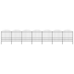 Garden Fence with Spear Top Steel (1.75-2)x11.9 m Black