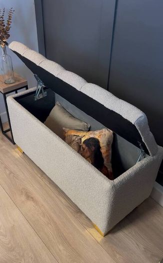 Elegance Boucle Ottoman with Storage 100x40cm  Beige