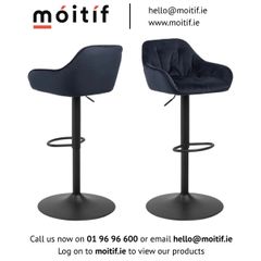 Rica Barstool with Footrest - Midnight Blue
