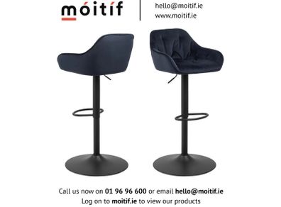 Rica Barstool with Footrest - Midnight Blue