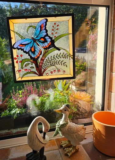 Tiffany Style Stained Glass Butterfly Panel - Window Hanging / Suncatcher  , window decoration