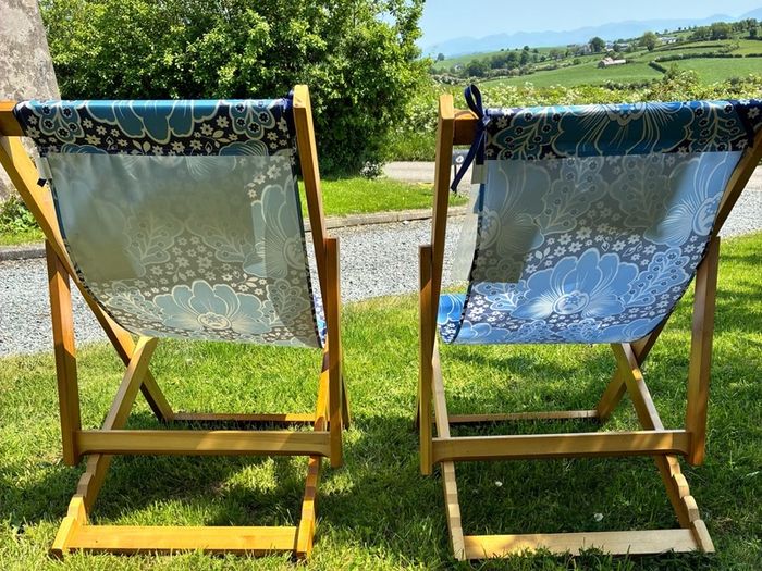 Paul Costelloe, designer deck chairs x2