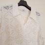 Suncoo Cream Off-White Crochet Knit Short Sleeve Polo Shirt Pointelle Top T3/12UK/40EU Image 4