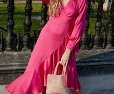 Style Cheat Pink Wrap Midi Dress