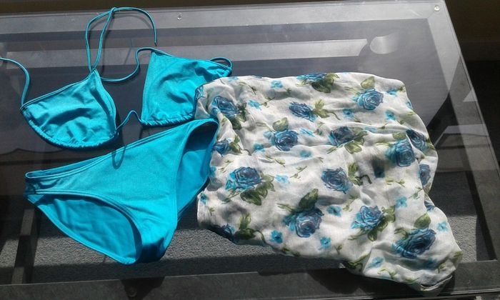 Vintage Blue Bikini with Free Matching Sarong.