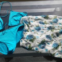 Vintage Blue Bikini with Free Matching Sarong.
