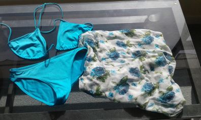 Vintage Blue Bikini with Free Matching Sarong.