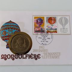 Isle of Man Montgolfier hot air balloon manned flight coin stamp cover