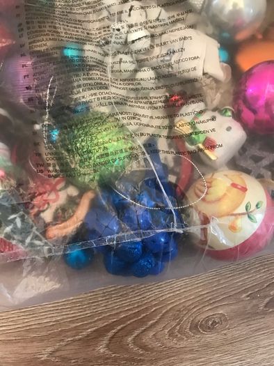 Bag of Christmas decorations