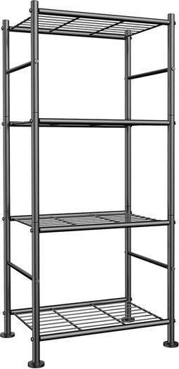 Storage Shelves - 4 Tier Sturdy Metal Garage Shelving Unit with Adjustable Leveling Feet, Space-Saving Shelves Organizer for Pantry, Laundry, Kitchen, 46.5 x 32.0 x 112 cm, Black