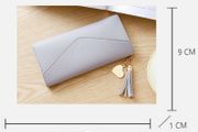 Women Leather Envelope Clutch Wallet Long Card Holder Purse Bag Handbag Gray