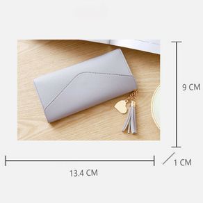 Women Leather Envelope Clutch Wallet Long Card Holder Purse Bag Handbag Gray