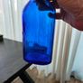 Large blue glass bottle Image 3