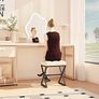 Vanity Stool, Linen Footrest Stool, Square Ottoman Bench with X-Shaped Metal Legs, Makeup Dressing Stool for Vanity, Living Room, Bedroom, Entryway, Hallways Beige Image 3
