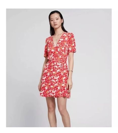 dress mini & Other Stories Printed Scallop Wrap Mini Dress Women's Red Floral size 10