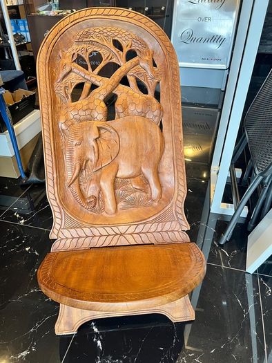 African hand-carved wooden savanna chair