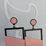 Retro Vibes Pink & Black Colour Block Geo Earrings Image 4