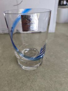 Kilkenny Glass Just one Cobalt Blue Swirl Footed Glass /tumbler /  Casual Dining