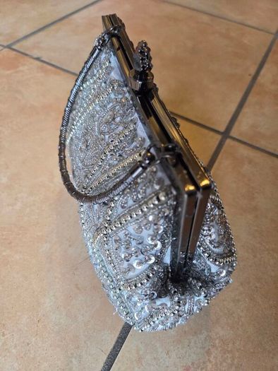 Ivory Beaded & Sequinned Evening or Bridal Clutch Bag