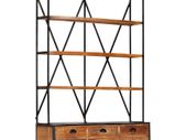 4-Tier Bookcase with 6 Drawers 122x36x181 cm Solid Mango Wood