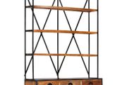 4-Tier Bookcase with 6 Drawers 122x36x181 cm Solid Mango Wood
