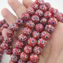 Antique Venetian Style Thousand Blue Eyes Red Glass Beads Necklace Strand Image 8