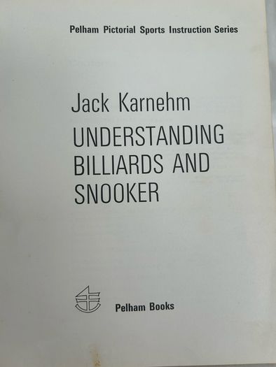 Understanding Billiards and Snooker by Jack Karnehm 1976 Sports Instruction Book