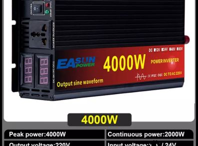 Solar power Inverter 4000W pure sine wave 24v To 220v AC Voltage Converter Car Micro Inverter +2 LED Display