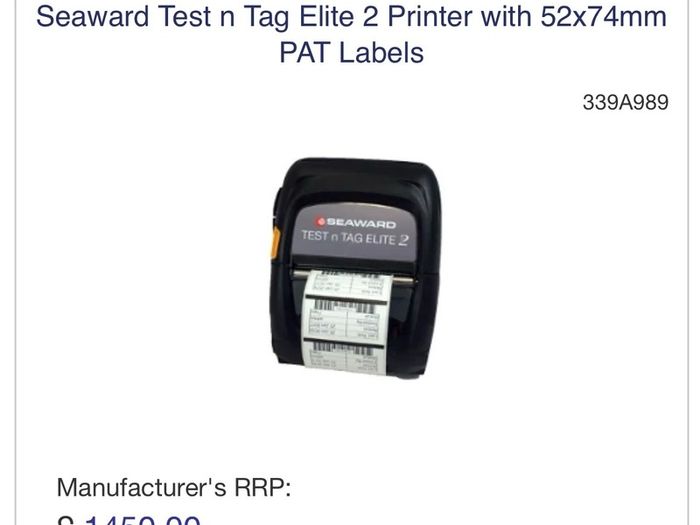 Seaward Test n Tag Elite 2 Printer
