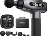 Massage Gun, RENPHO Muscle Massage Gun Deep Tissue Massager for Athletes, Message Gun with LCD Touch Screen, Powerful Brushless Motor 20 Speeds for Back, Shoulder, Full Body Muscle Relaxation, Black