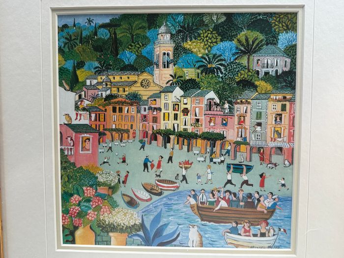 Alessandra Puppo - Portofino - Italian Folk Art - Framed Print