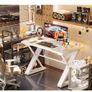 120 x 55 cm Gaming Desk with LED Lights, Gaming Table Thickened Z Shaped, Gamer Desk with Carbon Fiber Coated, Gaming PC Desk, Computer Desk Easy to Assemble, White Image 7