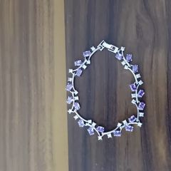 Stg silver bracelet with amethyst and clear stones