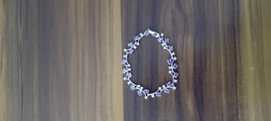 Stg silver bracelet with amethyst and clear stones