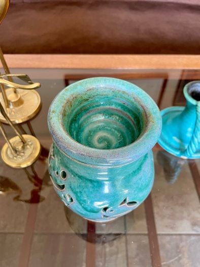 Vintage Michael Kennedy Sligo Handmade Oil Burner Turquoise Burren Blue