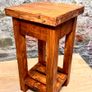 Rustic Walnut Finish Handmade Solid Wood Bedside Table / Stool / End Table Image 2