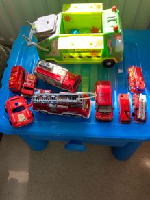 A Collection of Fire Engines & A Bin lorry with bins.