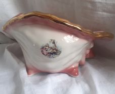 Staffordshire Gold Rimmed Shell Plant Pot Holder.